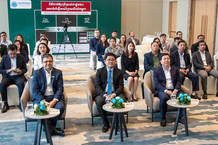Representatives from Cambodia Post and Swisscontact at the November 24, 2023 launch event.